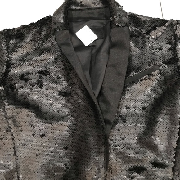 EUC Banana Republic BR Sequined Tuxedo Jacket Sz 0 - Picture 2 of 8